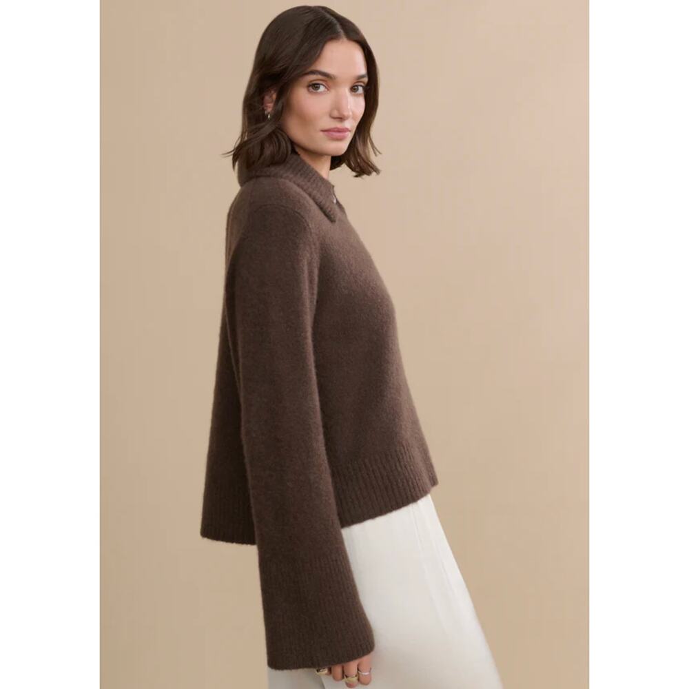 Jenni Kayne Cashmere Stevie Polo in Chocolate size M medium